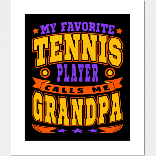 Calls Me Grandpa Funny Grandchildren Tennis Lover Typography Posters and Art